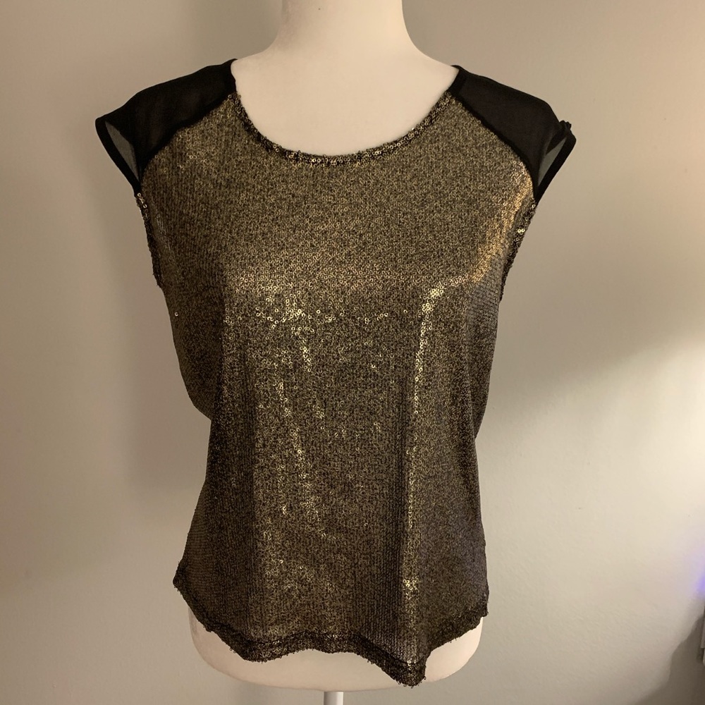Sheer gold sequined top